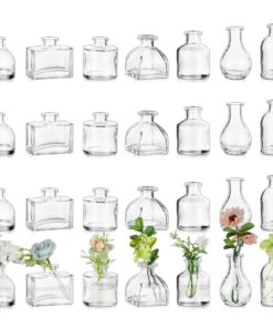 Glasseam 28er Set Kleine Klare Glasvasen – Mini Blumenvasen für Hochzeit Wedding Tischdeko