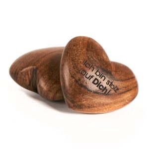 WOODLUCK® Handschmeichler Holz Herz aus Akazien-Holz mit Gravur für Eltern I Ideales Geschenk für Liebende I Nachhaltig