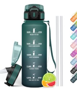 HoneyHolly Trinkflasche 1500ml BPA-Frei Auslaufsicher mit Strohhalm für Outdoor Fitness Wandern