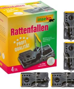 Inseko 4 x Profi-Rattenfallen - hochwertig, wiederverlässig, inklusive Handschuhe 4 Stück
