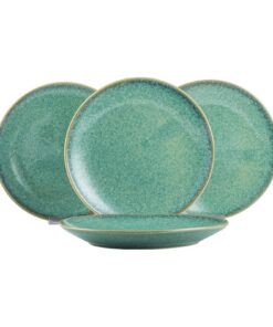 HENXFEN LEAD Porzellan Speiseteller Set 4 Teilig 26cm Glänzend Grün