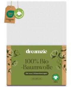 Dreamzie - 100% Bio-Baumwolle Kissenbezug - Weiß - 2er Set - Oeko-Tex OEKO-TEX STANDARD 100 Dreamzie - 100% Bio-Baumwol