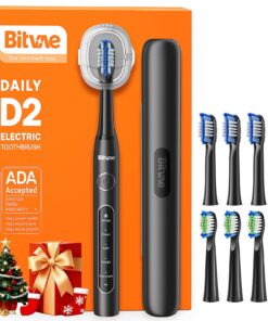 Bitvae D2 Elektrische Zahnbürste für Erwachsene und Kinder Zahnbürste Elektrisch Wiederaufladbar Glanzschwarz