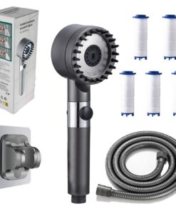 Adlox Vitashower Duschkopf, Spürbar weiche Haut & glänzendes Haar, perfekt für die Familie, Adlox Vitashower (Grau) Ad