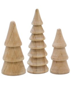 Spetebo Holz Tannenbäume 3er Set - Weihnachtsszene zur Dekoration - Ideal für Tisch und Winterdeko - Gebrauchstauglich u