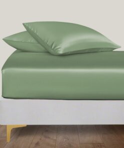 Linenwalas Bio Bambus Seiden Spannbetttuch 160x200 cm, kühlendes Öko-Tex-Zertifiziertes weiches Seidenbettfabric für sen