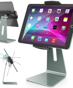 AboveTEK Verstellbarer Aluminium-Tablet-Ständer, perfekt für Küche, Büro & Ladenpräsentation – 360° drehbar, 7–12,9 Zoll