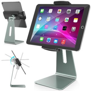 AboveTEK Verstellbarer Aluminium-Tablet-Ständer, perfekt für Küche, Büro & Ladenpräsentation – 360° drehbar, 7–12,9 Zoll