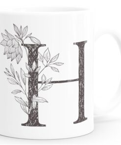 Personalisierte Namenstasse Monogramm Initiale H - Weiße Keramik-Tasse als Geschenk
