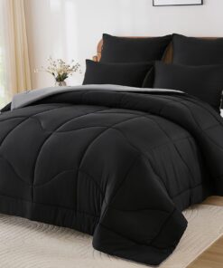 WONGS BEDDING 100% Bauwolle Bettdecke 135x200 Ganzjahresdecke Schwarz&Grau WONGS BEDDING Atmungsaktiv & Pflegeleicht 1