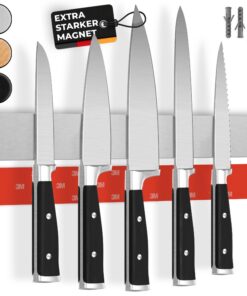 CUCINO Magnetleiste für Messer - extra starkes Magnet - einfach montieren ohne Bohren - aus Edelstahl - 40cm
