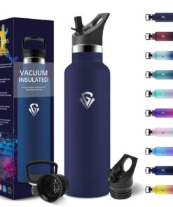 Trinkflasche 750ml BPA-Frei Doppelwandig Auslaufsicher mit Strohhalm für Wandern Laufen Yoga