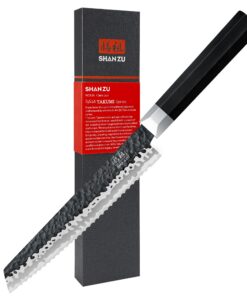 SHAN ZU Professionelles 20cm Japanischer Brotmesser, 9Cr18MoV Stahl, Ultra Scharf, Achteckiger G10 Griff SHAN ZU 20cm Br