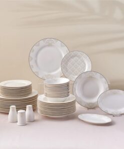 Karaca Elegance Bone Siena - 53 Teiles Geschirrset für 12 Personen, modernes Porzellan mit Müslischalen und Suppenschale