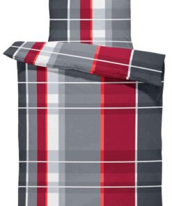 One-Home Winterbettwäsche Baumwollflanell Kuschelig Warm Flauschig Modisch, Größe: 2 Teilig 135x200 cm, Farbe: Rot Gestr