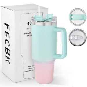 FECBK Doppelwandiger Thermobecher Edelstahl Vakuumisoliert 1,2L Spülmaschinenfest Trinkbecher mit Deckel und Strohhalm,