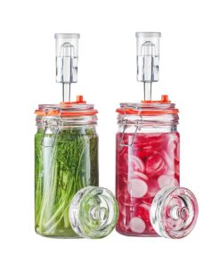 JILLMO Gärglas 1 Liter mit Gärgewichten und Luftschleusen, 2er Set für perfekte Fermentation