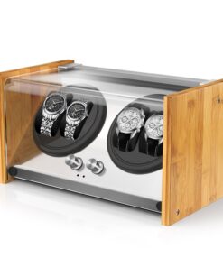 Smith Watch Winder Bambus und Metall für 4 Uhren - Luxus-Uhrenbeweger
