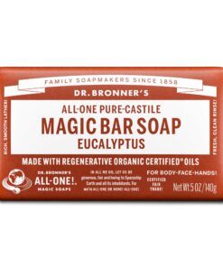 Dr Bronner's Reine Naturseife Eukalyptus | Mit Biologischen Ölen Ohne Synthetik | 140g Seifenstück Natrue Fair for Life
