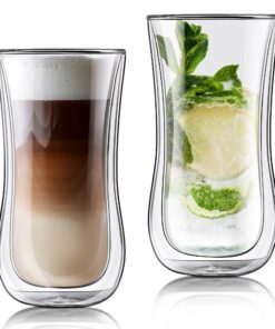 Joeyan 400ML Doppelwandige Kaffeegläser, Thermogläser für Getränke, perfekt für Cappuccino und Latte Macchiato Bier Milc