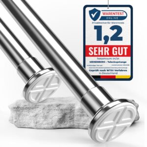 Edelstahl Teleskopstange multifunktional für Vorhänge – 260-310 cm ausziehbar – klemmbar – Ø 32 mm