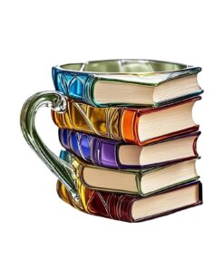 3D Book Design Glass Cup Retro Colored Hot Tea Mug Comfortable Grip Handle Multifunctional Beverage Mug for Whiskey Beer
