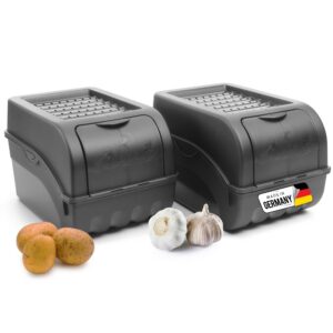Novaliv Kartoffel Aufbewahrungsbox 2x mitel 5L - ANTHRAZIT GRAU - Obst- und Zwiebelbox für frischeGemüse