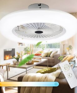 Deckenventilator mit Beleuchtung und Fernbedienung für Wohnzimmer, Schlafzimmer und Esszimmer 80W LED Lampe, 3-Geschwind