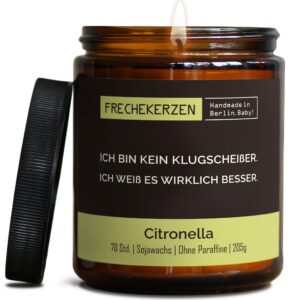 Lustige Citronella Kerze mit Spruch | Handgemacht aus Sojawachs | In Geschenkbox | Valentinsgeschenk | Klassenlehrer, Re