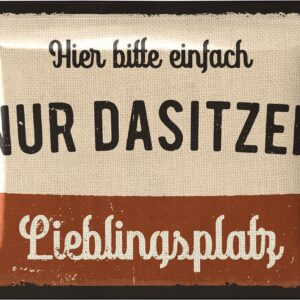 Lanolu Retro Blechschild Lieblingsplatz - Ausdauernde Deko für Garten - Outdoor Schild 15x20cm
