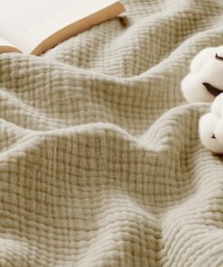 Lanqinglv Oeko-Tex zertifizierte Musselin Babydecke Beige 130x150 cm | Kuschelig für Ihr Baby in Wohn- & Schlupfwinkel