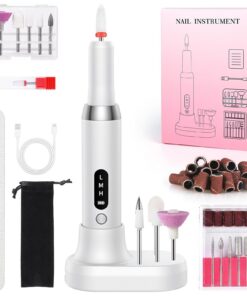 Kabellos Tragbar Nagelfräser 12 in 1 Profi Maniküre Pediküreset - 20000 u/Min Verstellbare Geschwindigkei und Richtung F