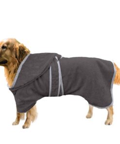 HOMELEVEL Hundebademantel - 100% Baumwolle mit Kapuze & Gürtel - Für große & kleine Hunde