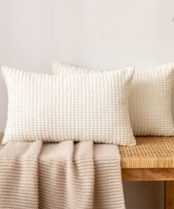 EMEMA Kordsamt Kissenbezug Weihnachten Beige 30x50 cm für Sofa und Couch Wohnzimmer Dekorative Kissenbezug Set