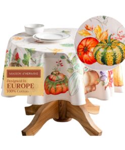 Maison d'Hermine 100% Baumwoll Deckentuch 69 Zoll Durchmesser, Silber Lumina, ideal für Feiertage, Hochzeiten und Mahlze