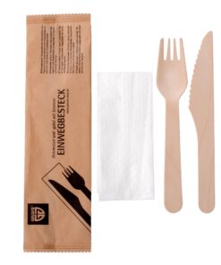 GRÄWE Holzmesser und Gabel mit Serviette - Nachhaltiges Besteck für Familie und Freunde | GRÄWE Holzmesser und Gabel mi