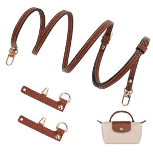 GADITIEK Longchamp Le Pliage Schultergurt für Damen, Kein Stanzen, Lederriemen, Braun, Schmal, Taschengurt, Trendiger Tr