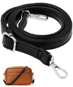 TPZORJX Längenverstellbarer Schultergurt für Frauen, 70-130cm, Schwarz, Taschenriemen, Passend für Schultern, Lederquali