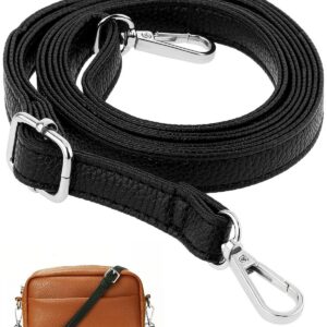 TPZORJX Längenverstellbarer Schultergurt für Frauen, 70-130cm, Schwarz, Taschenriemen, Passend für Schultern, Lederquali