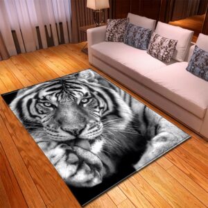 Morbuy 3D Tier Drucken Teppich für WohnzimmerWaschbar rutschfest Dekoration (100x120cm,Tiger) Morbuy 3D Tier Drucken W