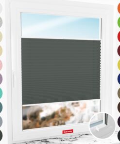 Schuette® Plissee mit Bohren zum Anschrauben für Premium Rocky Mountain (Graphit) Kollektion - Bequeme Rollo Montage 20x