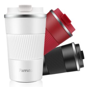 Farruto Thermobecher, Kaffeebecher to Go (18oz/510ML, weiß) - 100% auslaufsicher, doppelwandig isoliert aus Edelstahl, R
