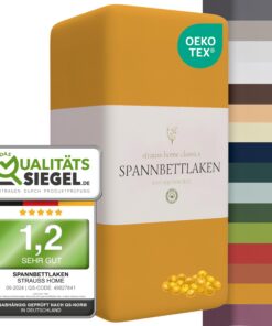 Strauss Home ® Jersey Spannbettlaken Senfgelb/Safran für Erwachsene 180x200-200x200 cmComfort undluxuriös