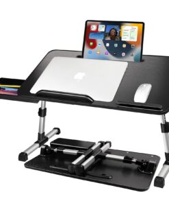 AirOpen Laptoptisch fürs Bett Schwarz 53 x 30 cm Hoch- und Winkelverstellbar für Bett und Sofa mit Schublade und Tablet-