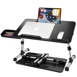 AirOpen Laptoptisch fürs Bett Schwarz 53 x 30 cm Hoch- und Winkelverstellbar für Bett und Sofa mit Schublade und Tablet-