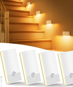 Künstlerlicht Nachtlicht Mit Bewegungsmelder 4 Stück USB-C Aufladbar 3 Modi Treppenlicht WarmWeiß Innen Nachtlicht für T