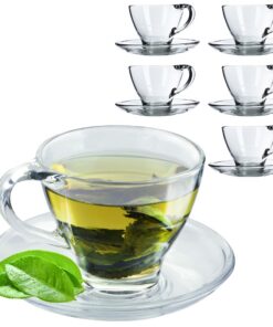 KADAX Kaffeetassen Set Teekannen mit Untertassen und Henkel 6 Stück