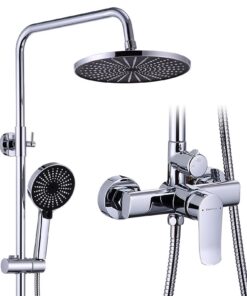Edelstahl Duschsystem Höhenverstellbar ohne Thermostat 26 cm Regendusche & Handbrause Set