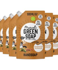 Marcel's Green Soap - Nachfüllpack Flüssigseife Sandelholz & Kardamom - Umweltfreundlich & Vegan - 6er-Pack - 500 ml M