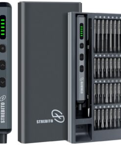 STREBITO 70-in-1 Mini-Elektroschrauber-Set für Reparaturen, kabellos – 64 Präzisions-Bits, 5 Drehmomenteinstellungen, 4